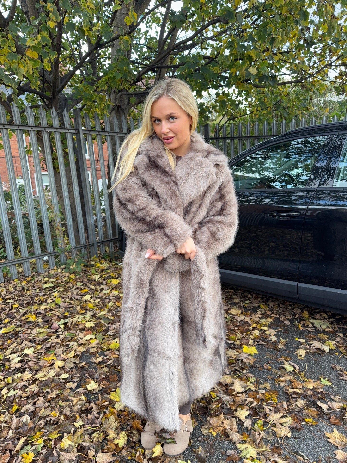 Priscilla Fur Maxi - Multi Brown