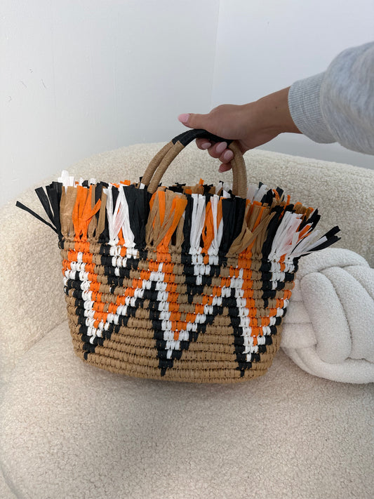Orange Crochet Beach Straw Lara Bag