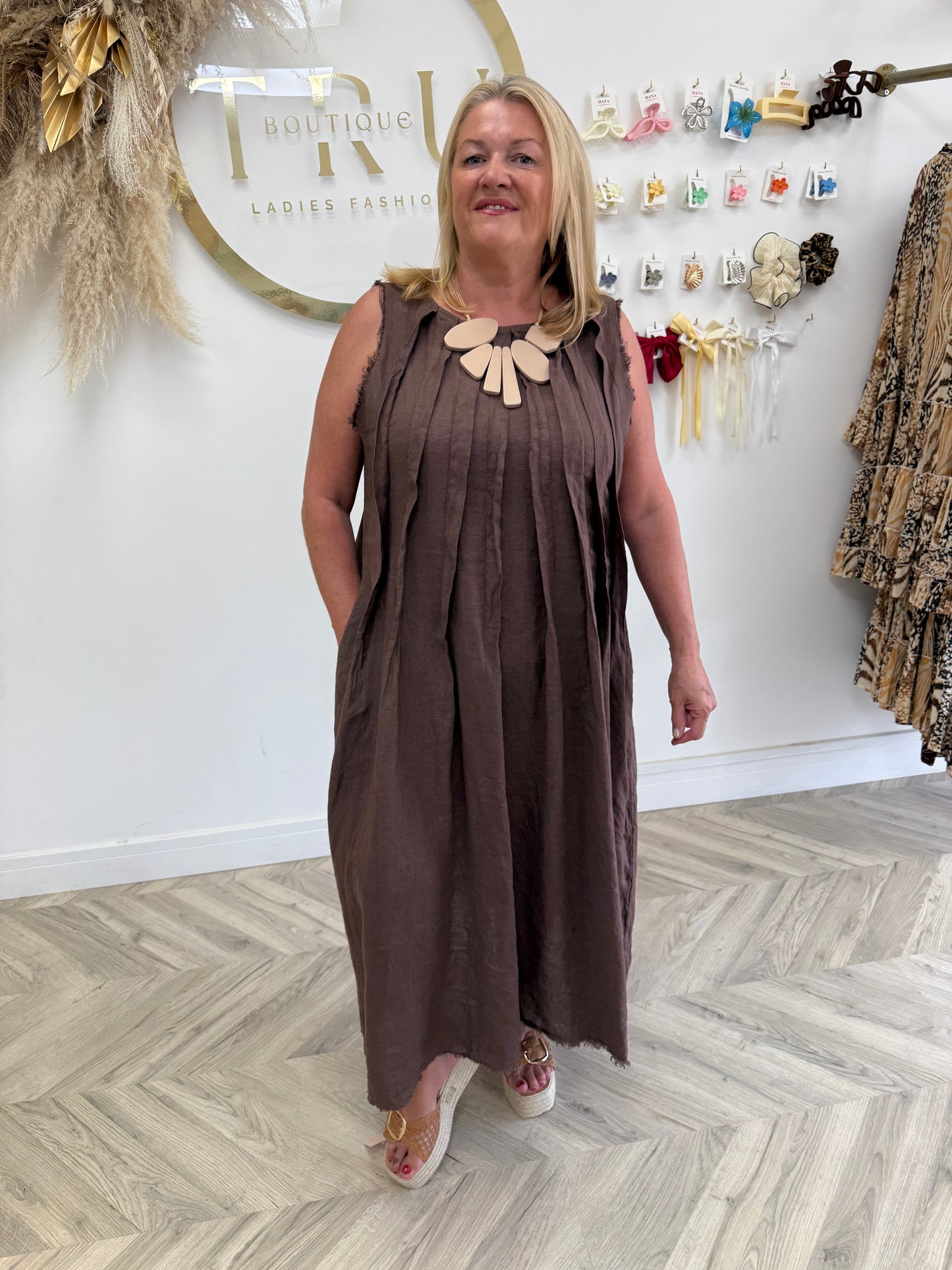 Khloe Lined Linen Maxi Dress