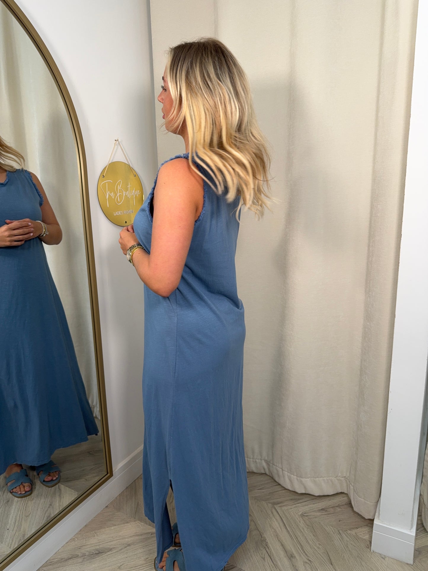 Phillipa Cotton Maxi Dress - Blue