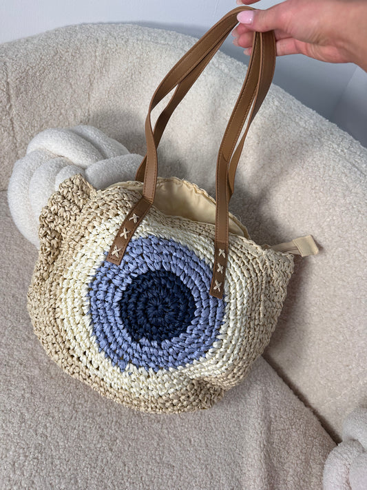 Beige Crochet Stella Circular Shoulder Bag