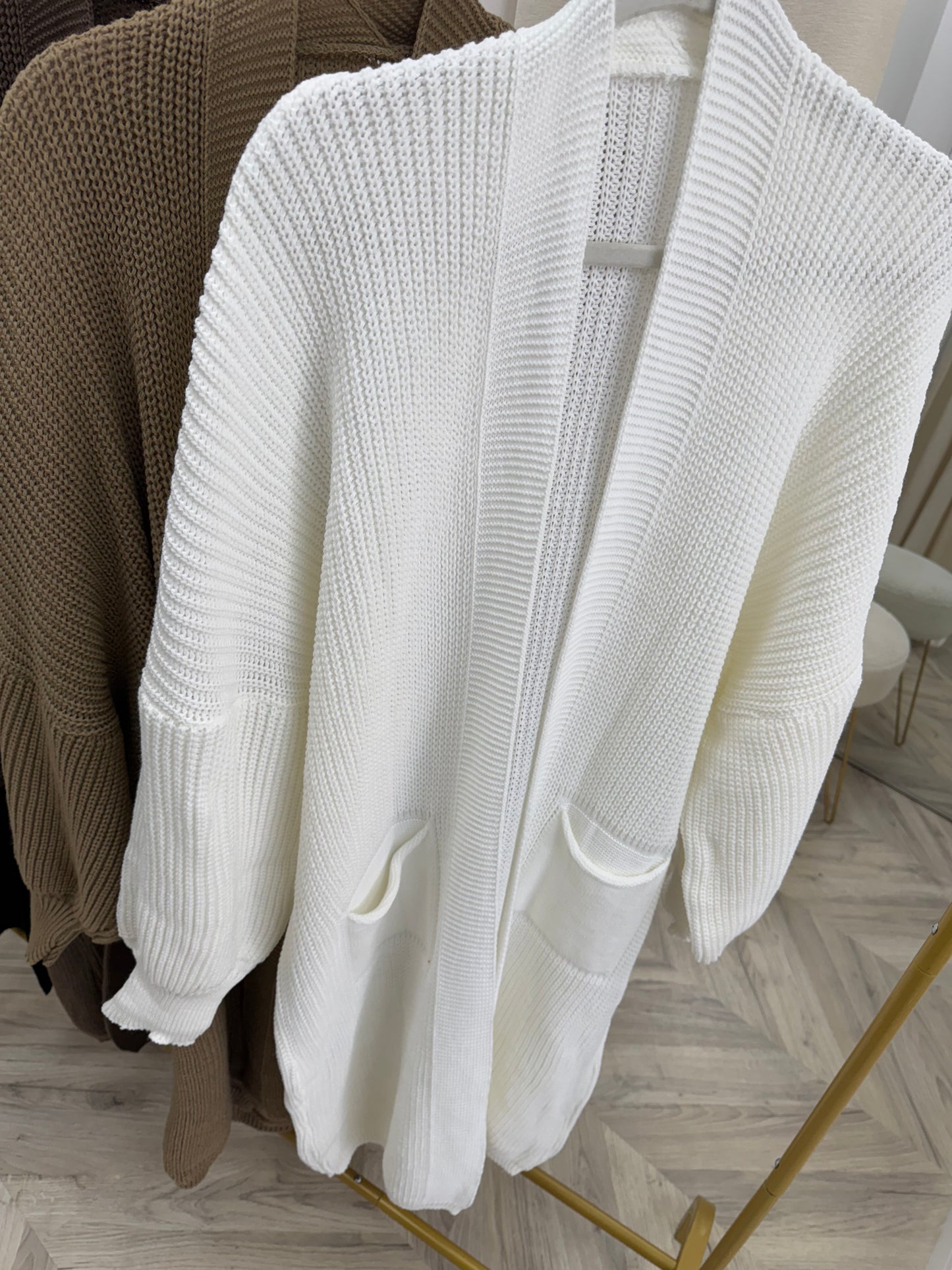 Adele Balloon Sleeved Maxi Cardigan - Cream