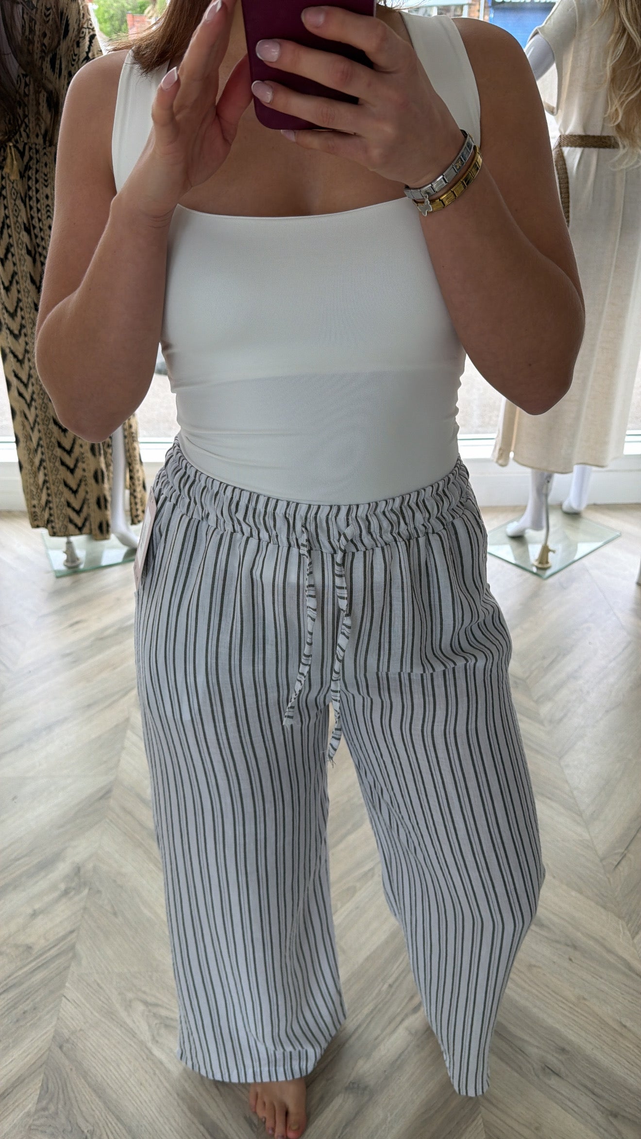 Ophelia Pinstriped Wide Trouser - Black