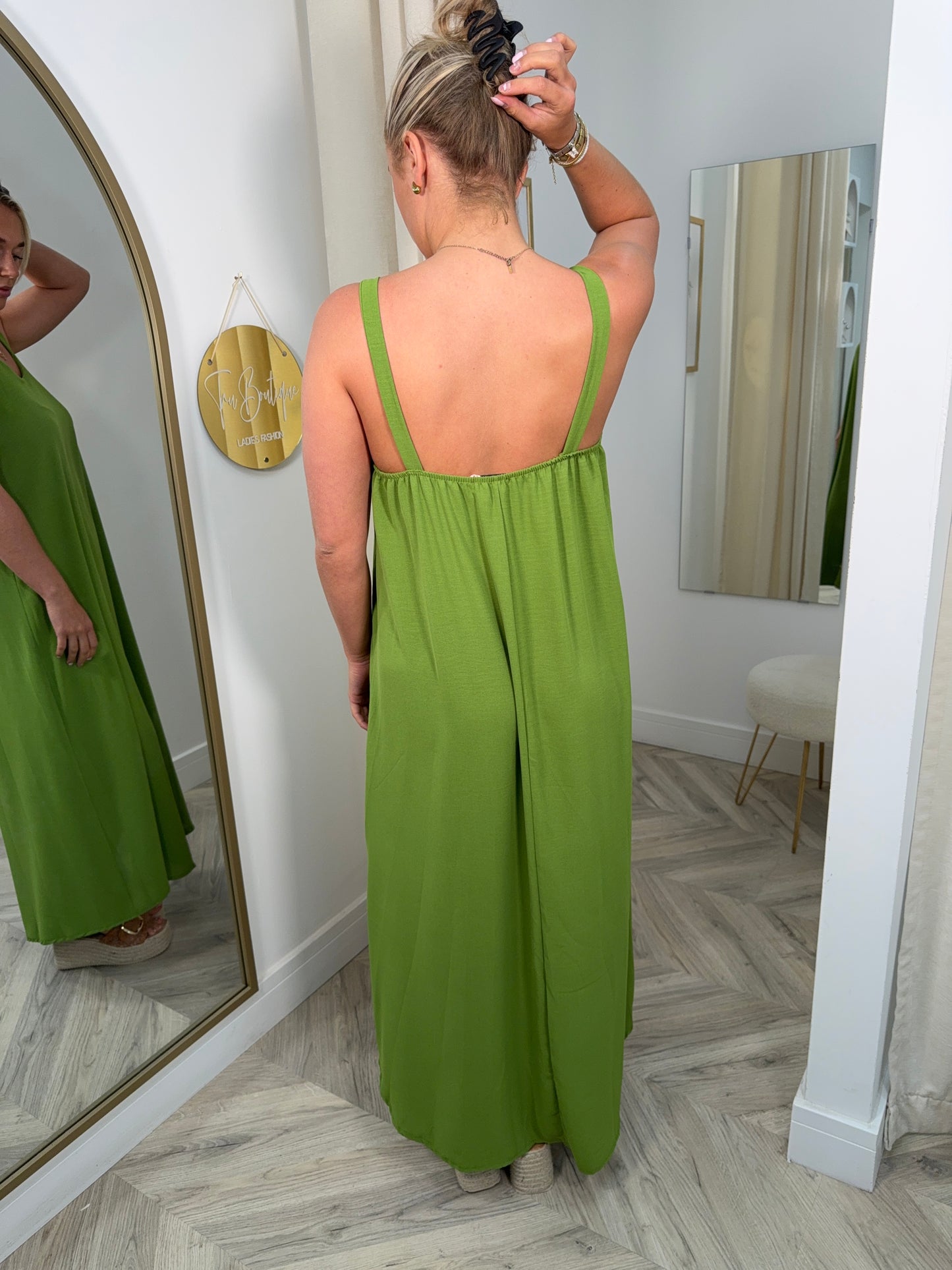 Margot Strappy Maxi Dress - Olive Green