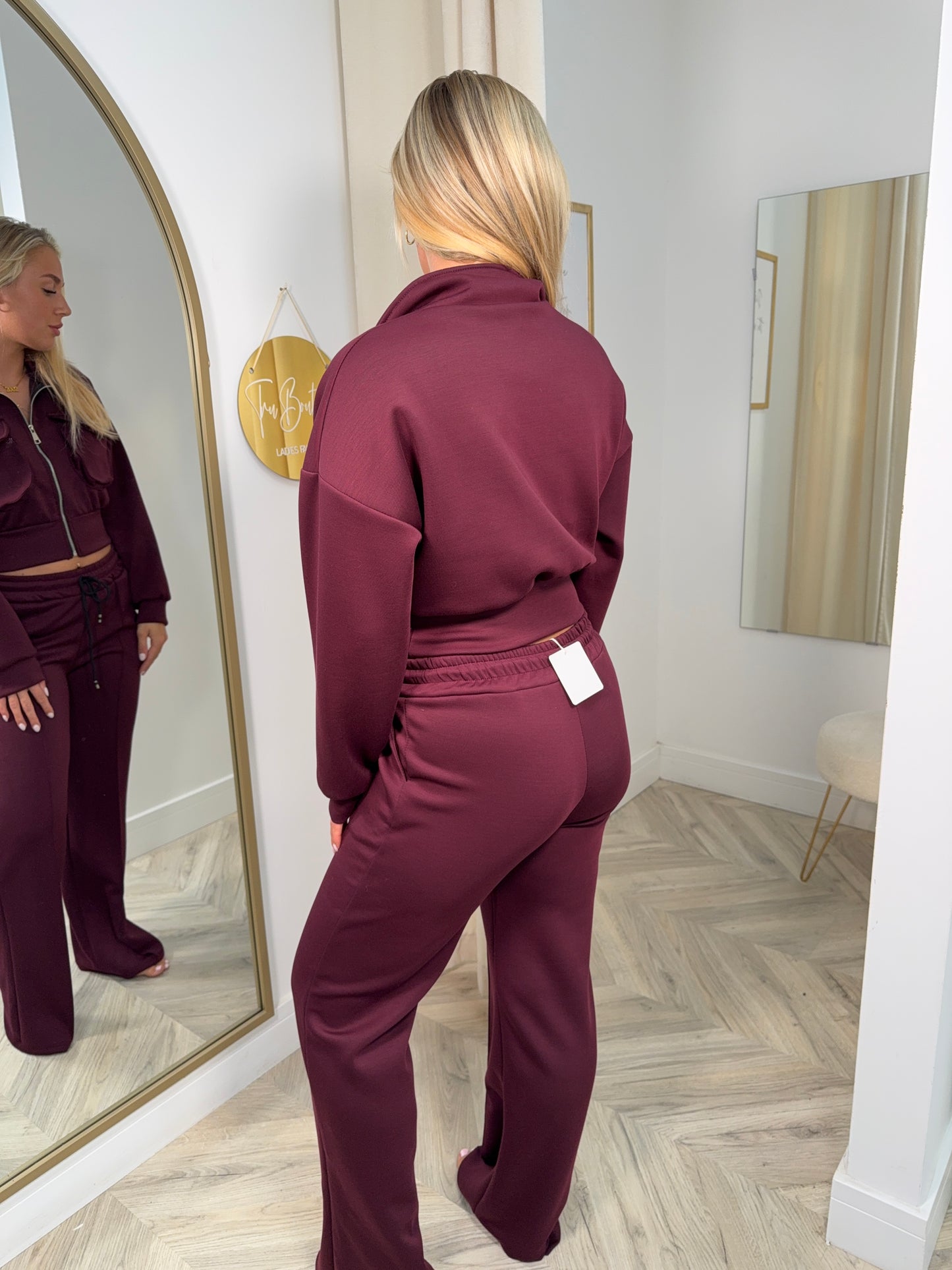 Sima Cotton Jacket Co-Ord - BURGUNDY