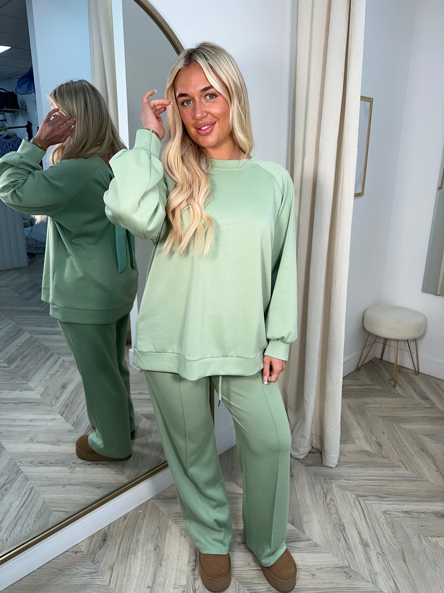 Flora Back Bow Casual Set - Sage Green