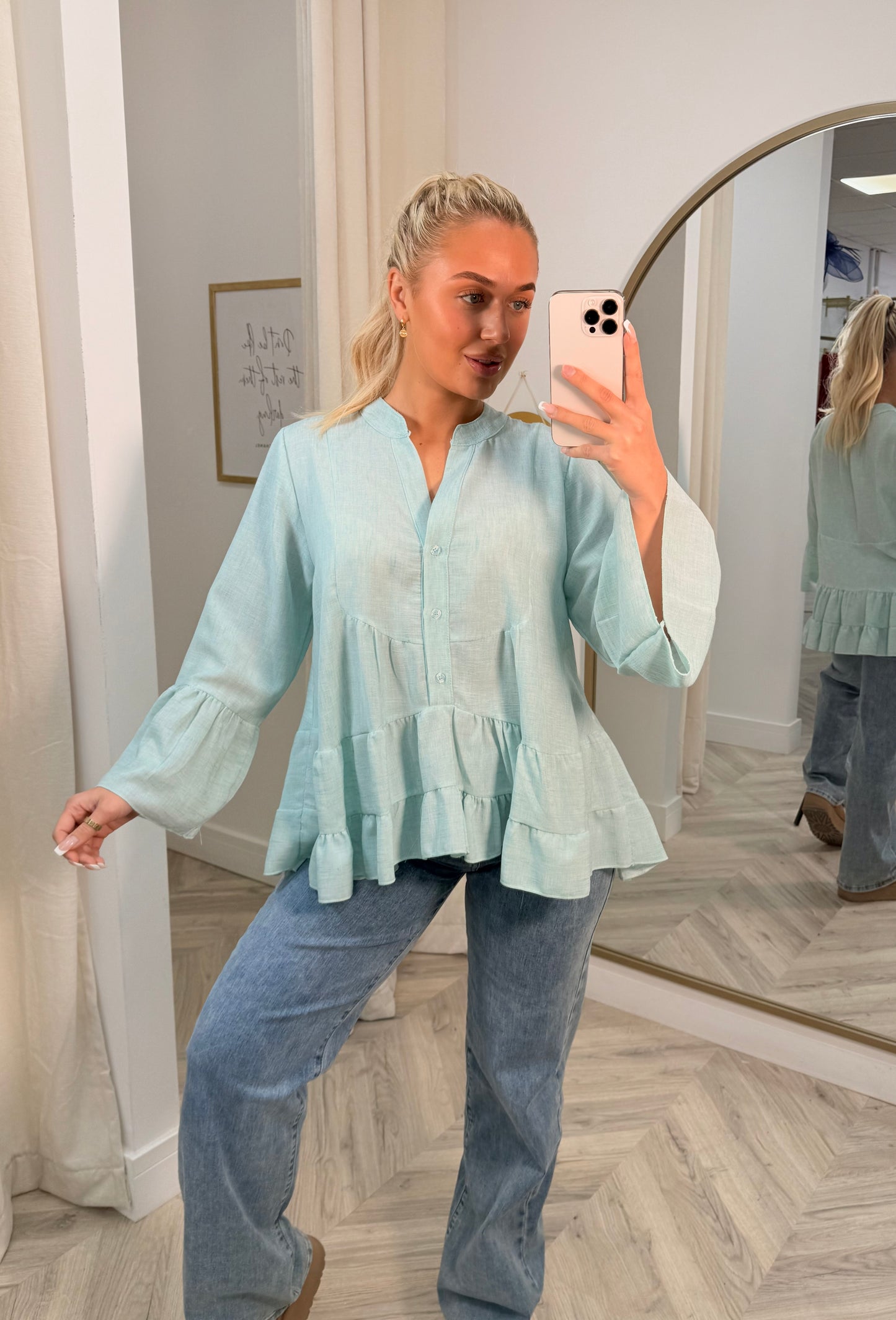 Cordelia Linen Shirt - Mint Green