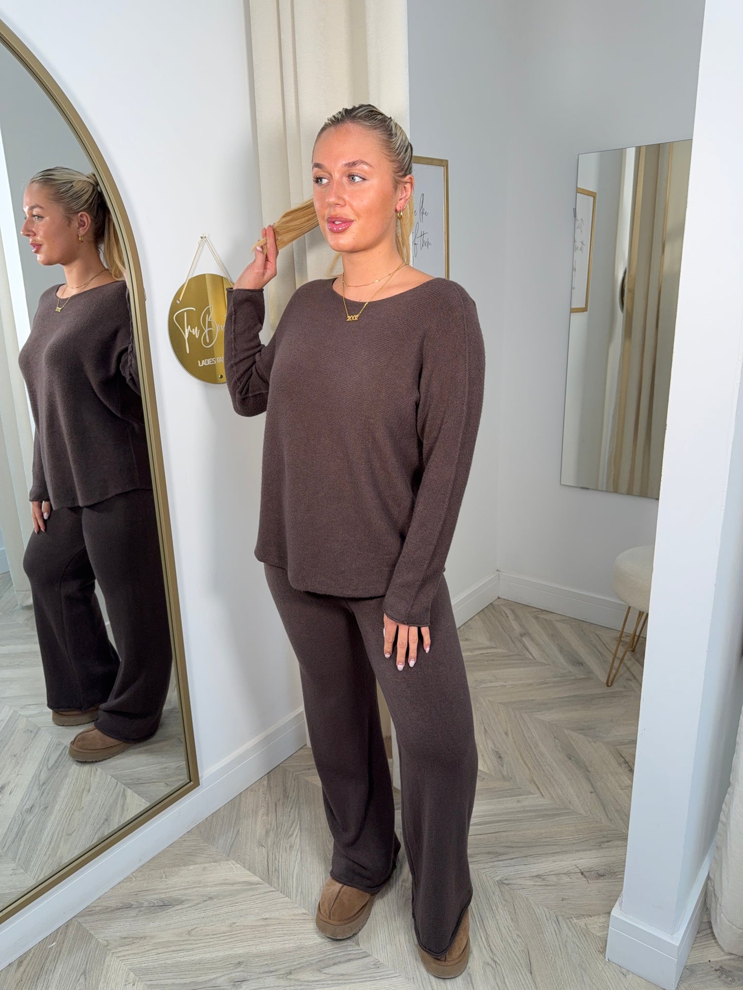 Dara Knitted Co-Ord - DARK BROWN