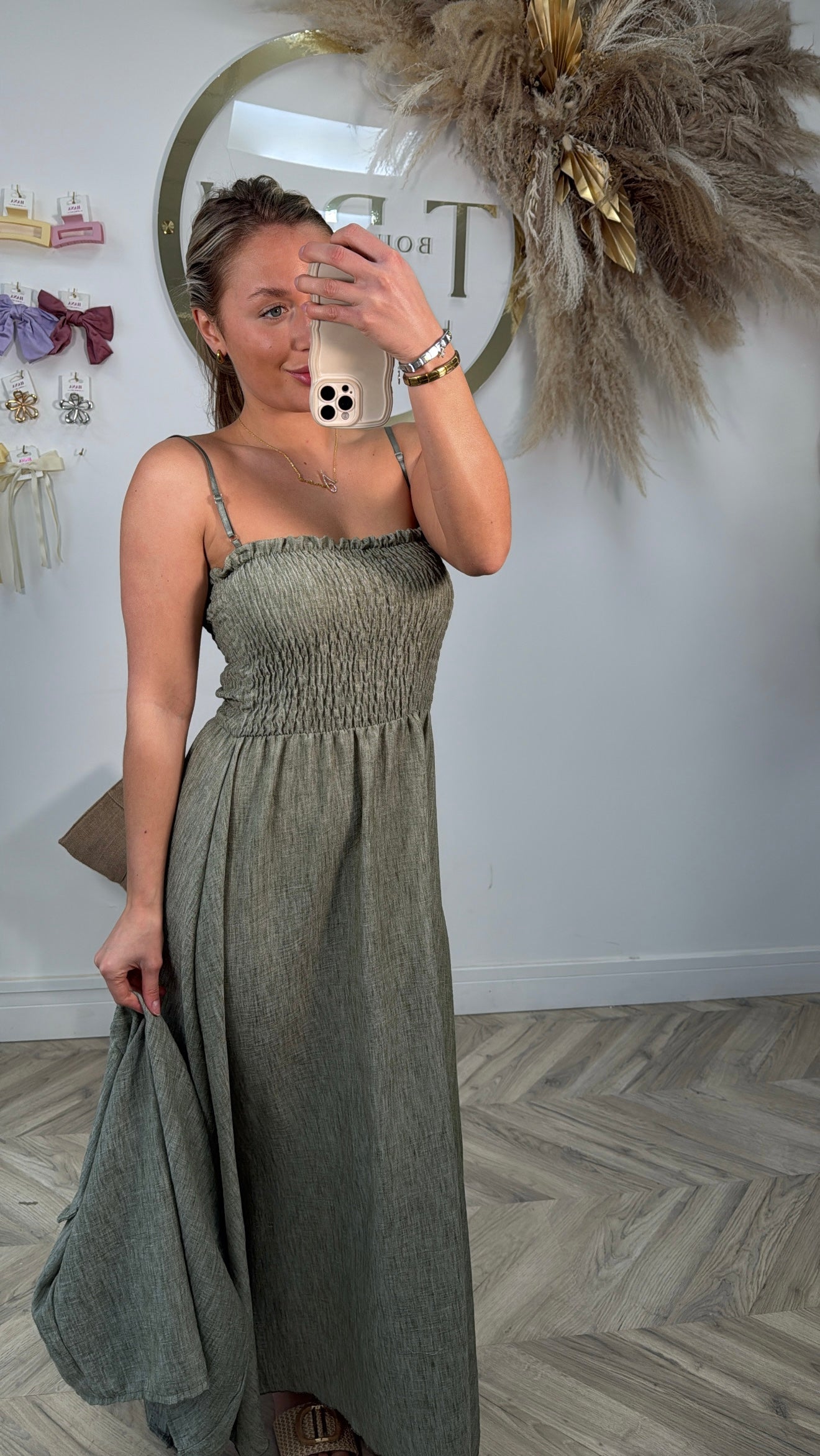 Tracey Linen Maxi Dress & Jacket - Khaki