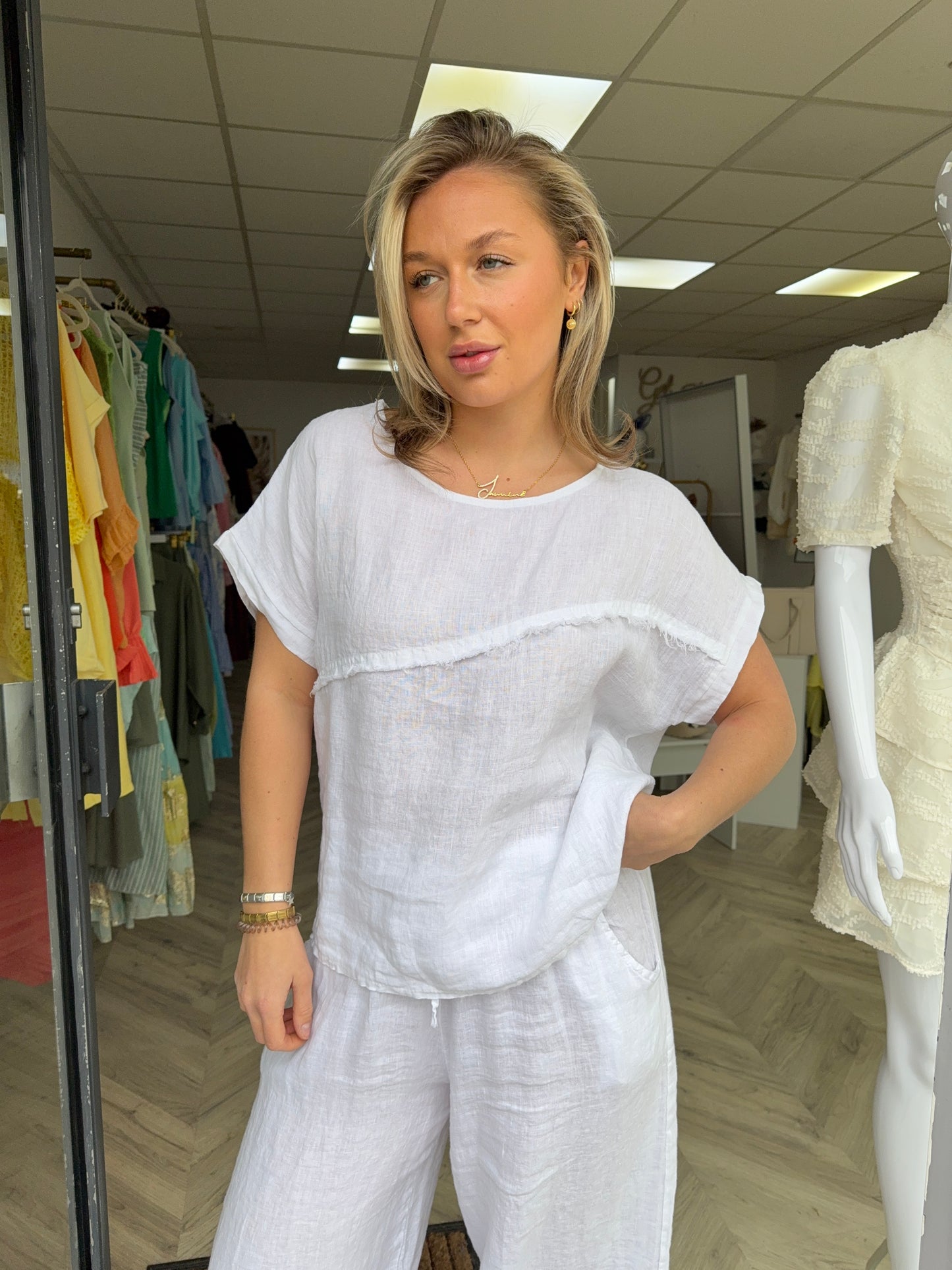 Camila Linen Top - White
