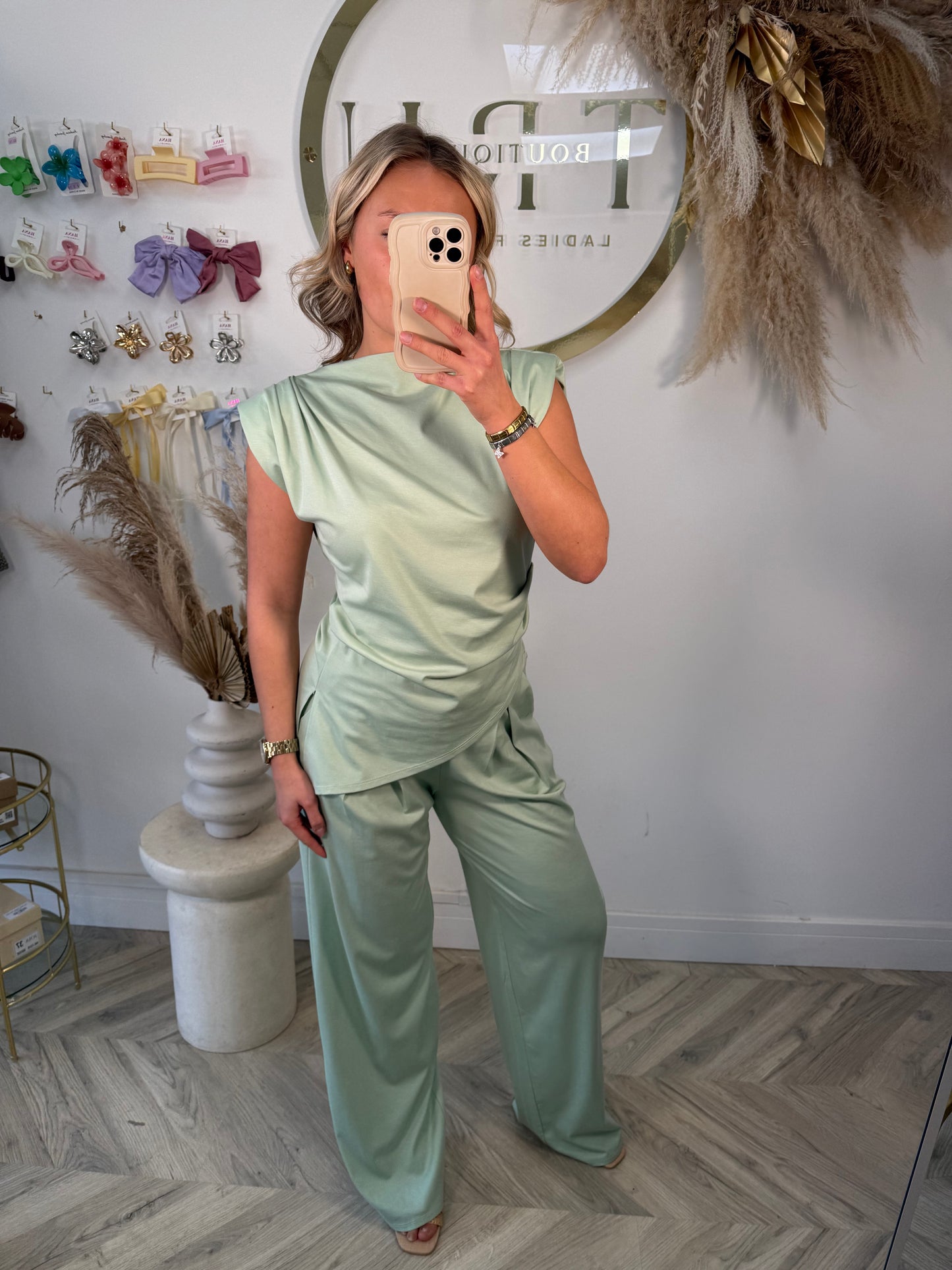 Bee Ruched Two Piece Set - Sage