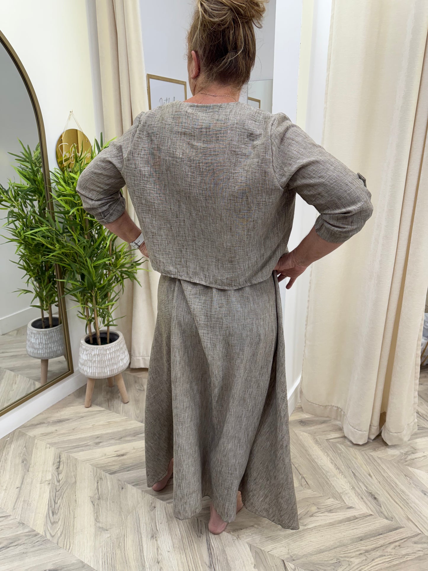 Tracey Linen Maxi Dress & Jacket - Hazelnut