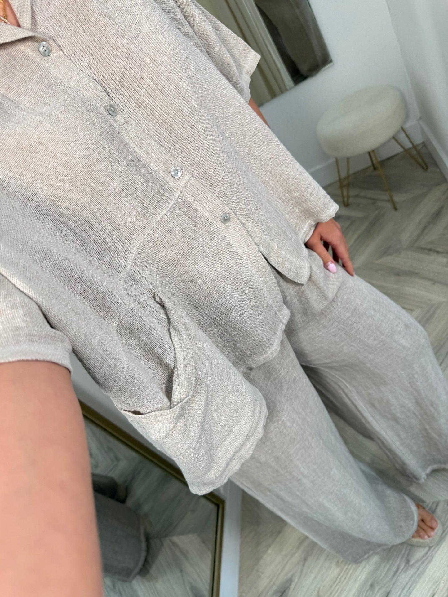 Amara Cotton Pocketed Front Top - Cream