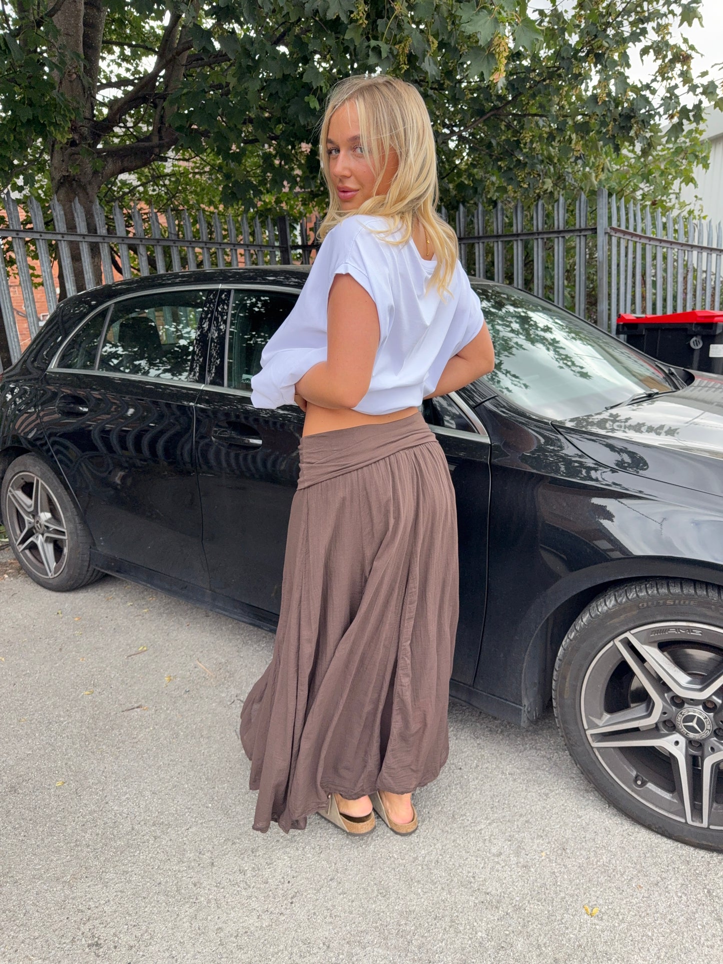 Beatrice Thick Waist Band Maxi Skirt - Chocolate