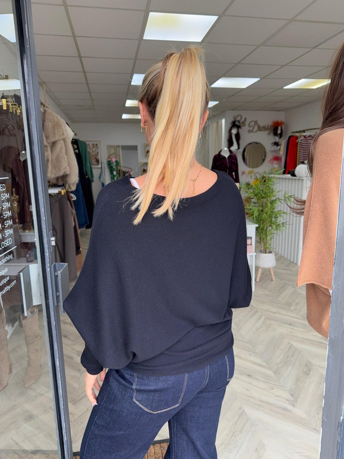 Nessa Slouchy Sweater - BLACK