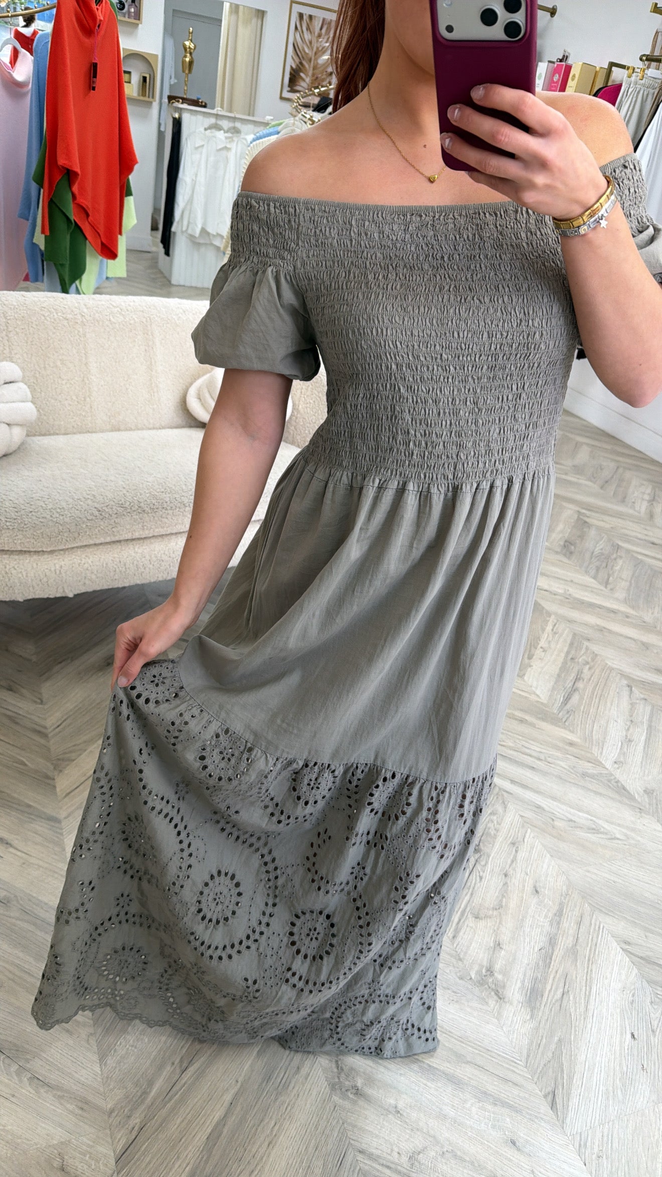 Lottie Puff Sleeve Maxi Dress - Biscuit