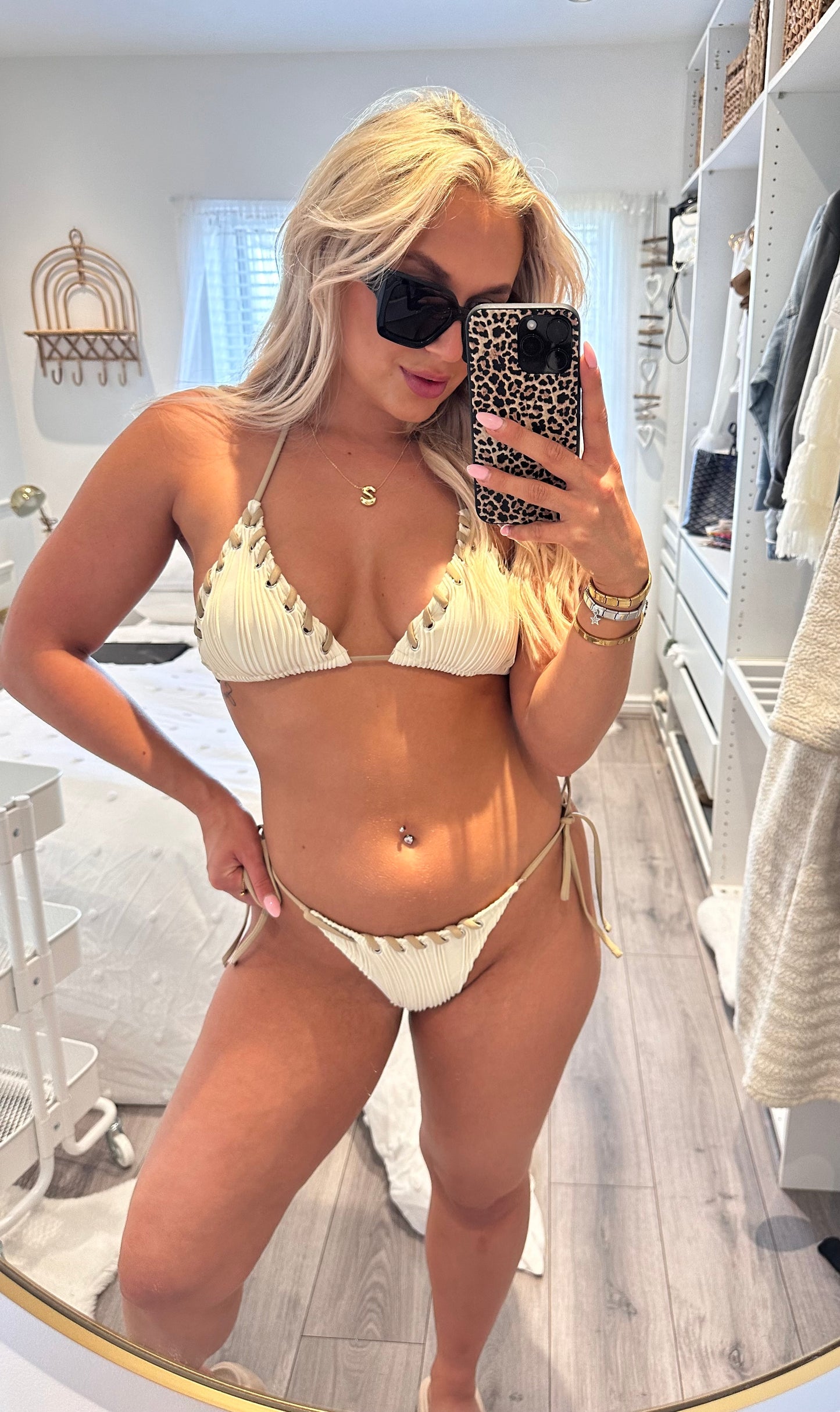 Kerala Contrast Beige Bikini Set