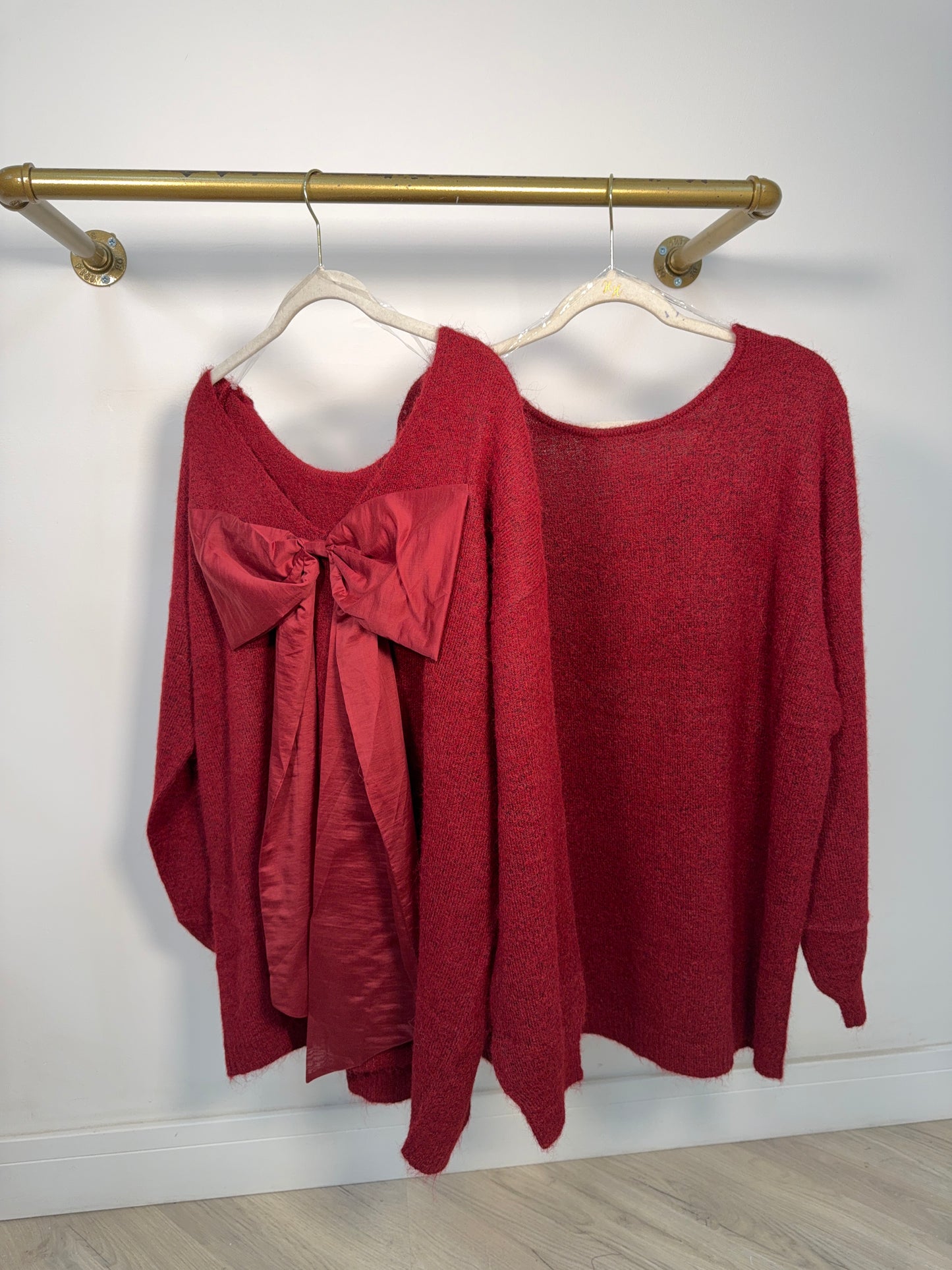 Kiraé Bow Longline Sweater - Burgundy