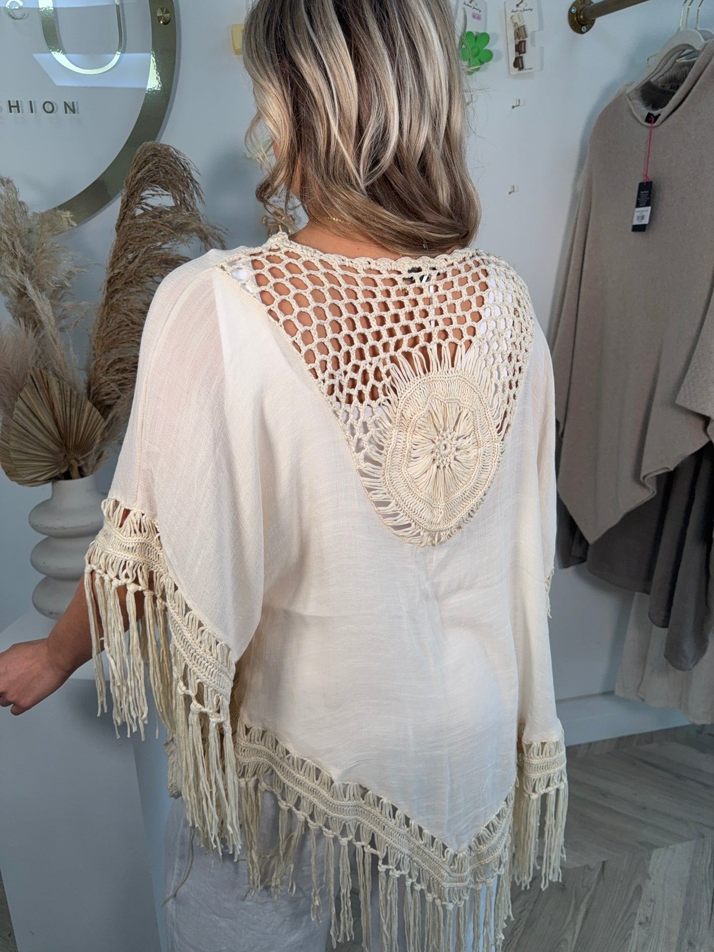 Effie Crochet Coverup Shawl - Cream
