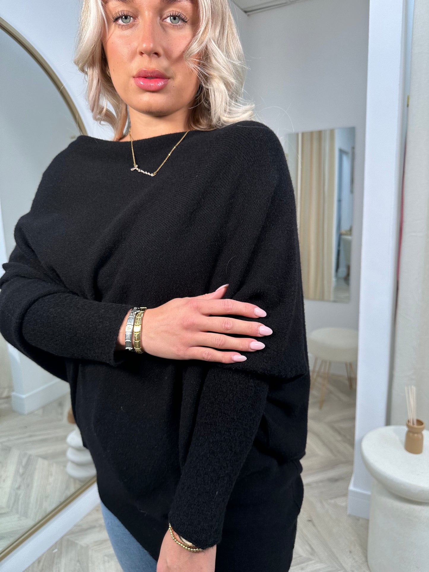 Black Erika Asymmetric Jumper
