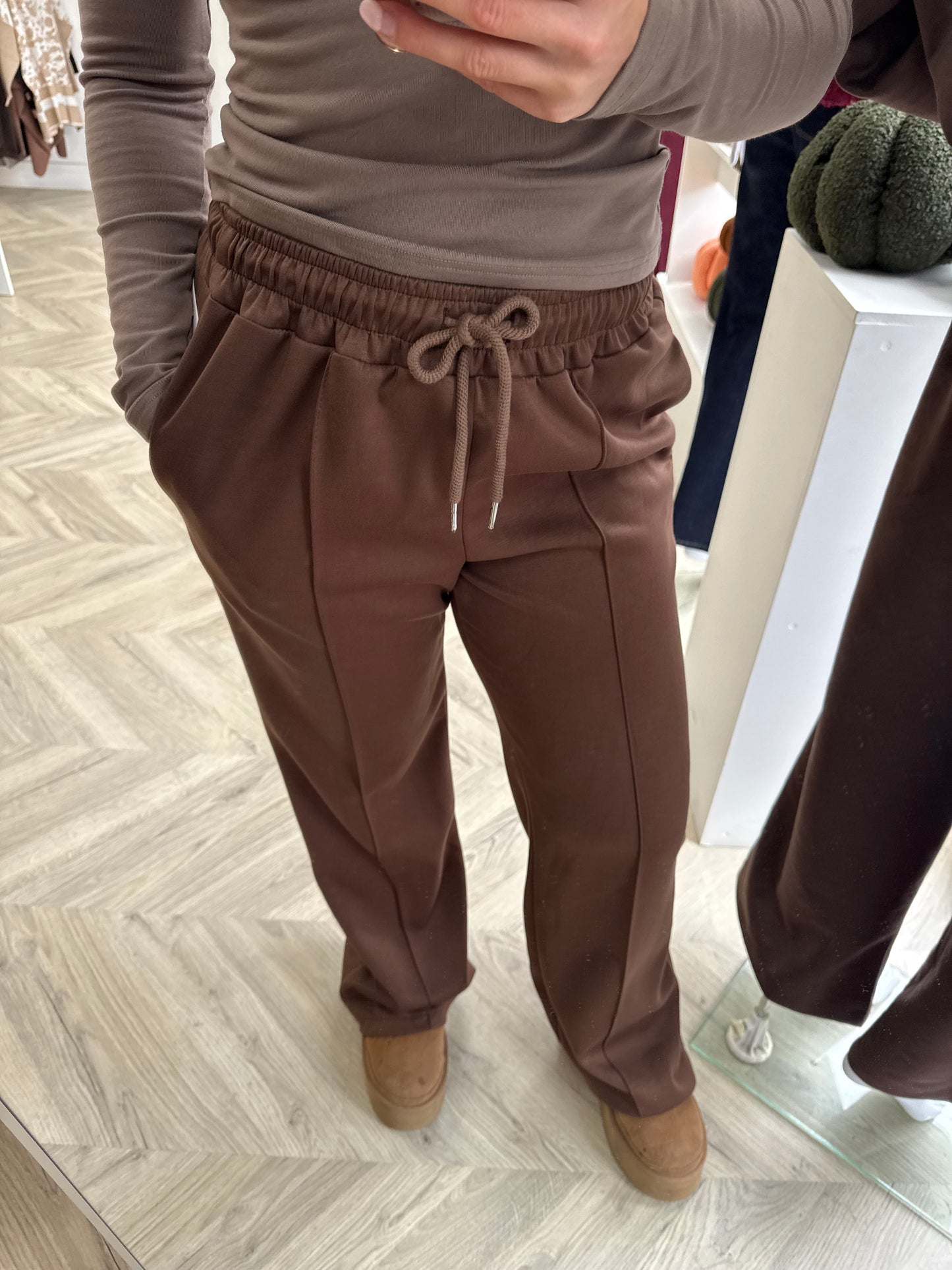 Chloe Lined Joggers - Brown