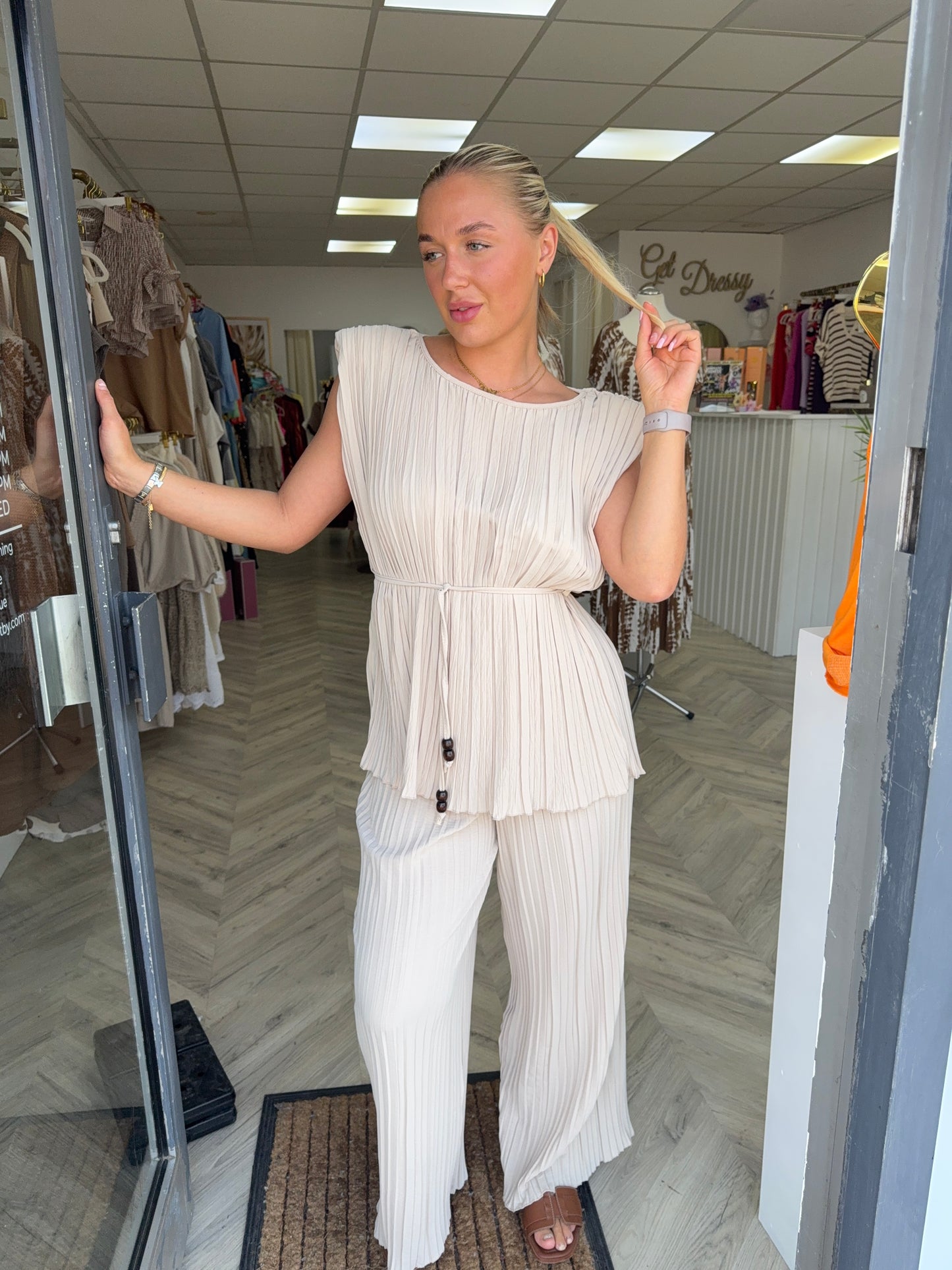Vivienne Pleated Co-ord - Cream