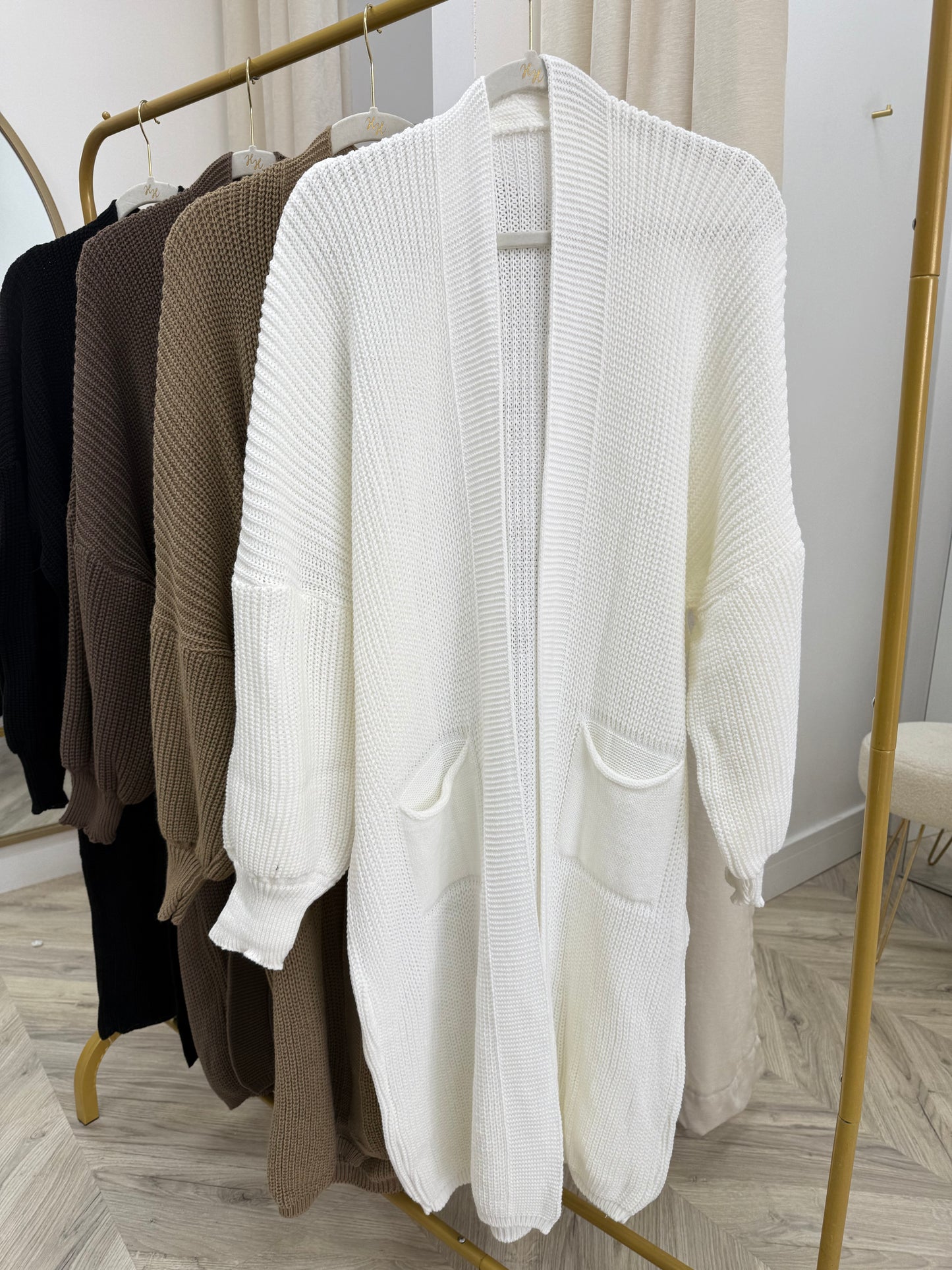 Adele Balloon Sleeved Maxi Cardigan - Cream