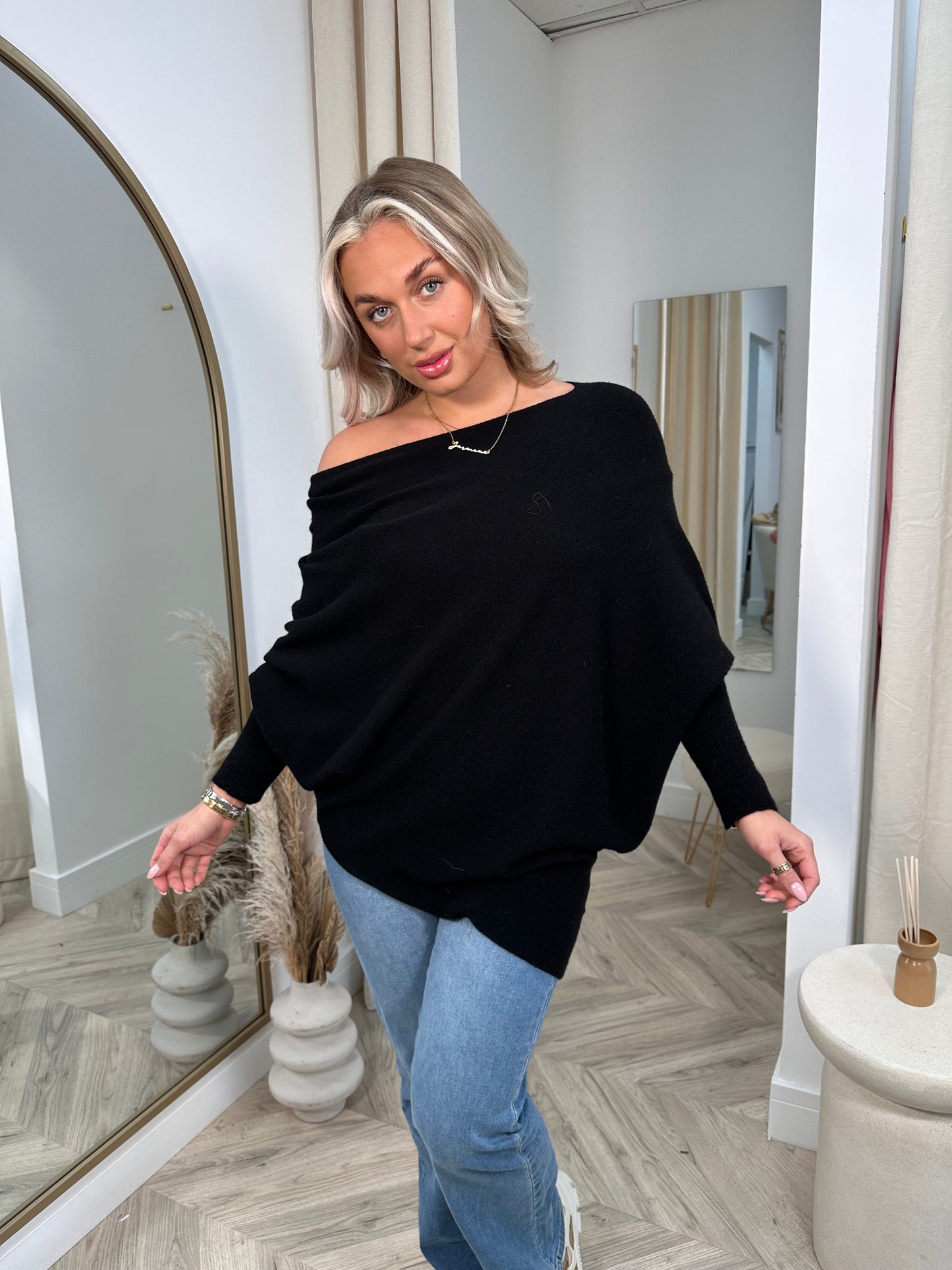 Black Erika Asymmetric Jumper