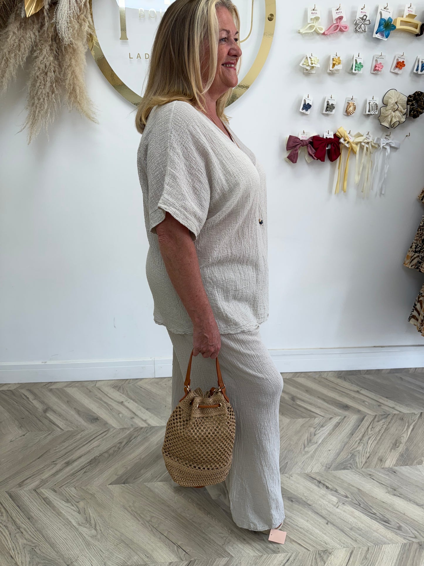 Lorraine Cotton Two Piece - Beige