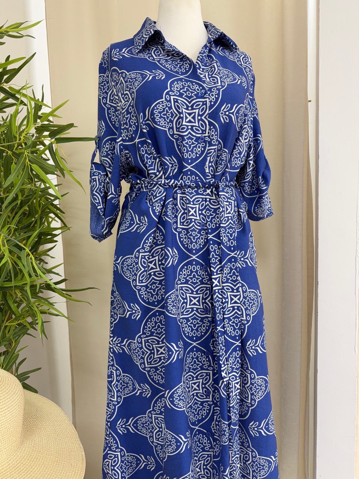 Lavinia Paisley Blue Maxi Belted Dress