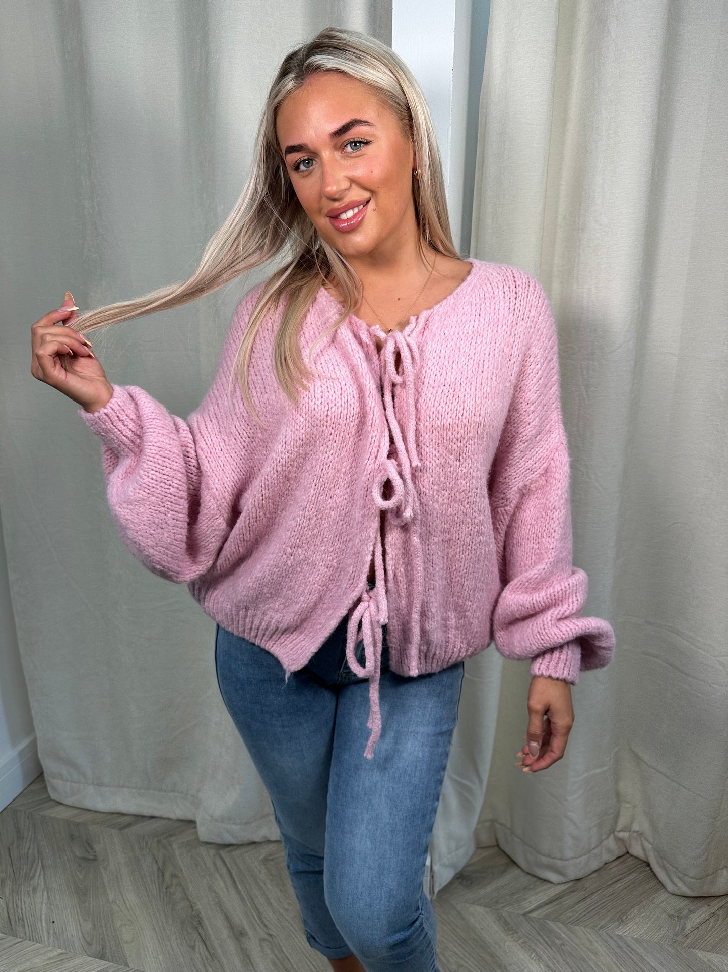 Pink Lily Tie Cardigan