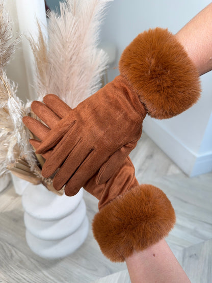 Odette Fur Glove - Tan
