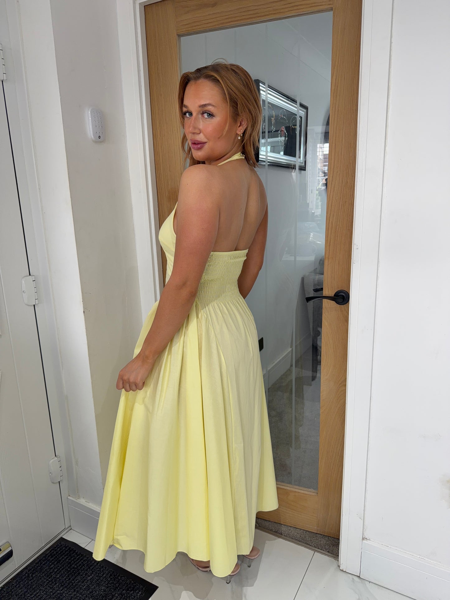 Paia Lemon Midi Halter-neck Dress