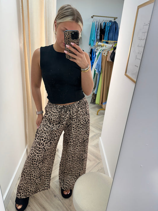 Linen Leah Leopard Trousers