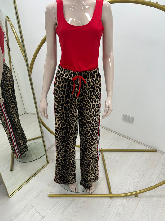Leopard Print Red Lined Trousers