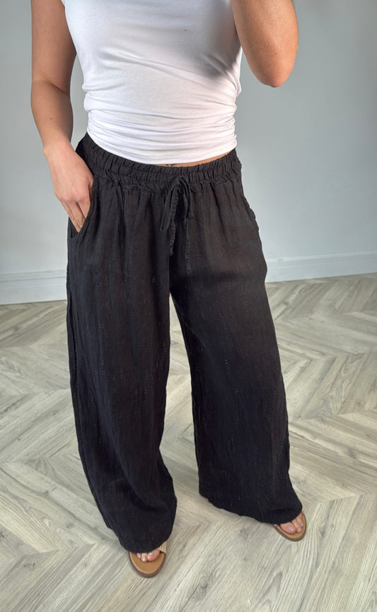 Layla Linen Trousers - Black