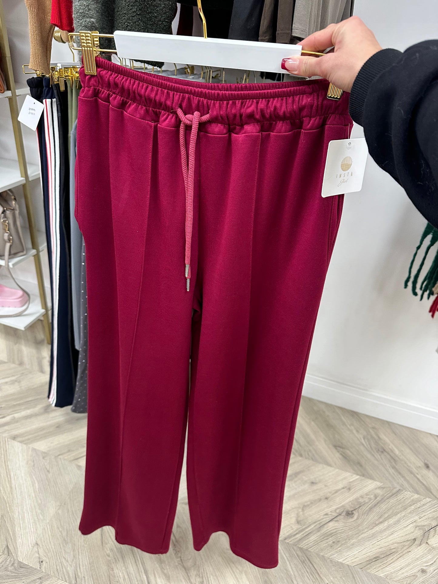 Chloe Lined Joggers - BURGUNDY