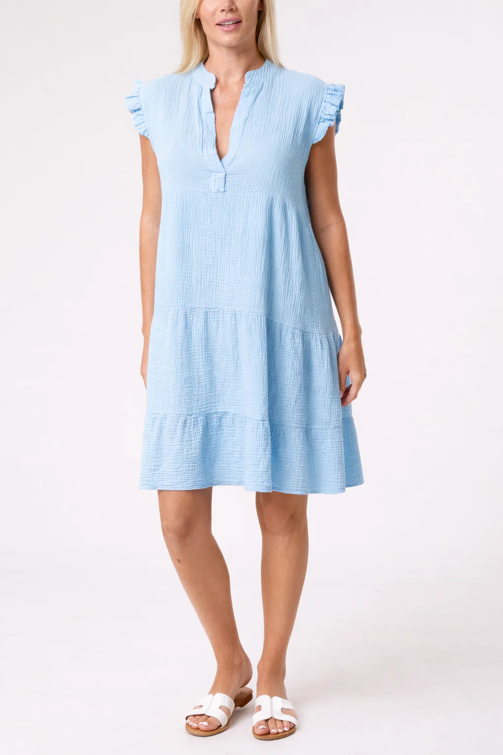 Cleo Cheesecloth Midi Dress - Pale Blue