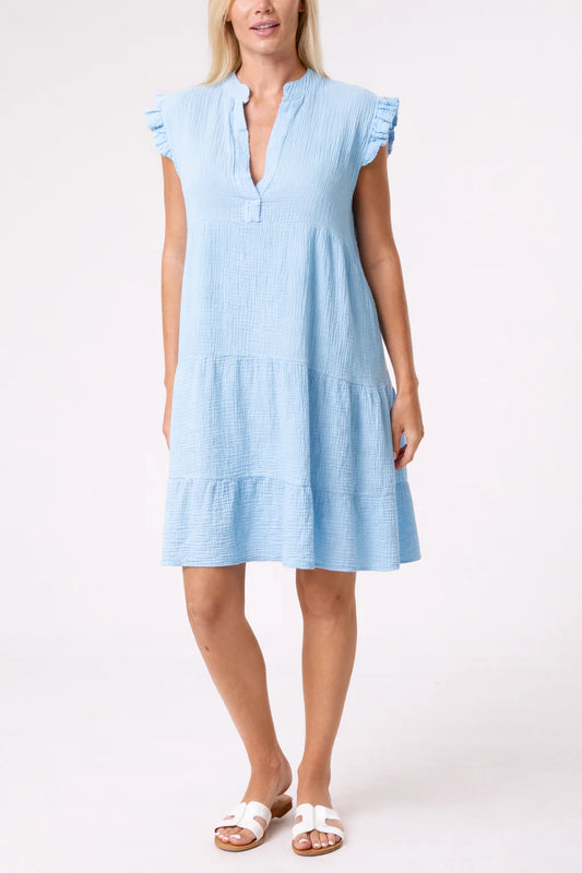 Cleo Cheesecloth Midi Dress - Pale Blue