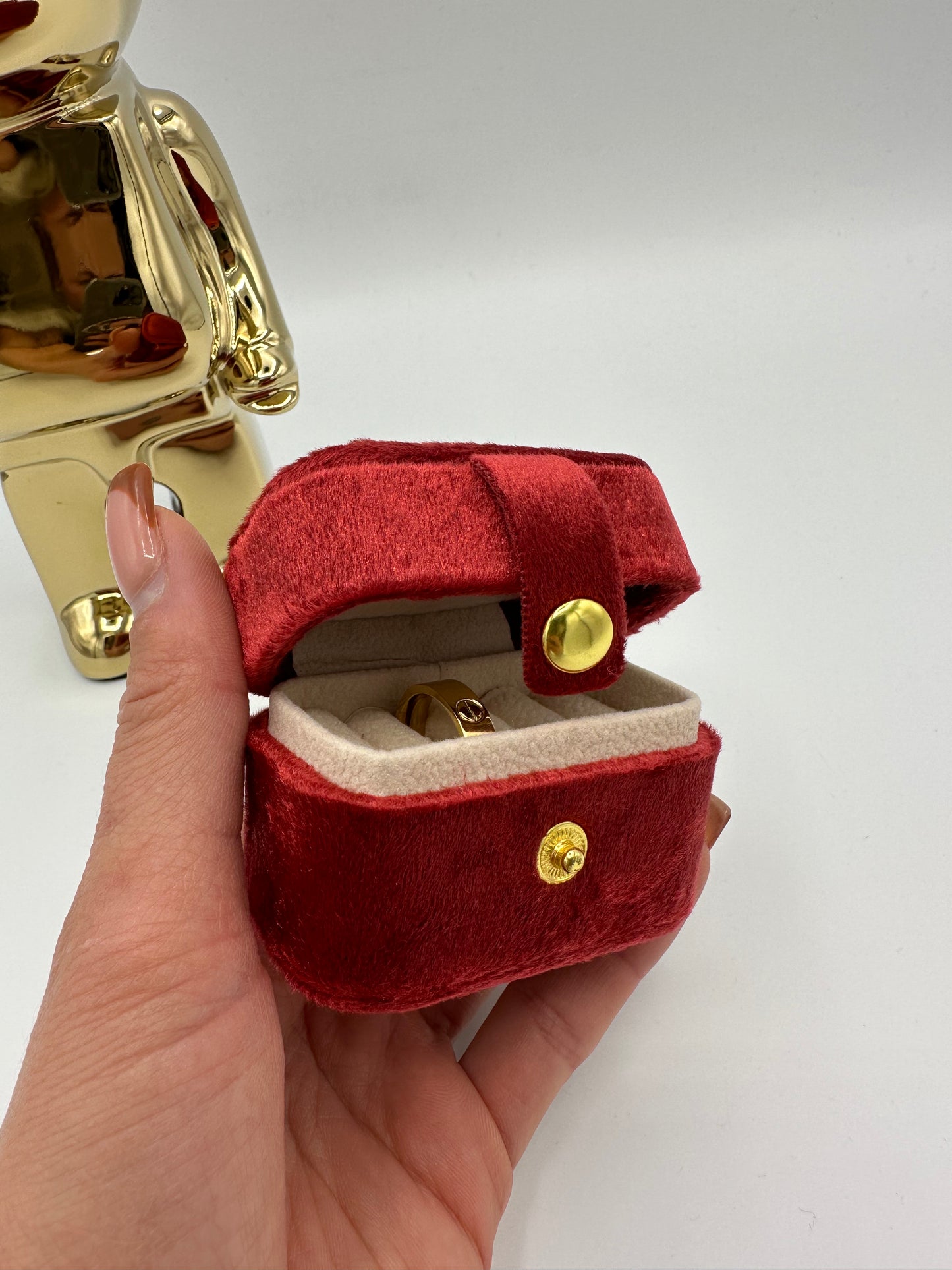 Red Velvet Ring Jewellery Box