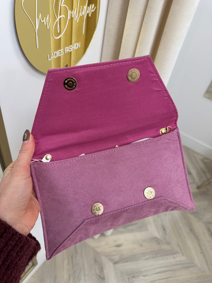 Blush Suede Clutch Bag