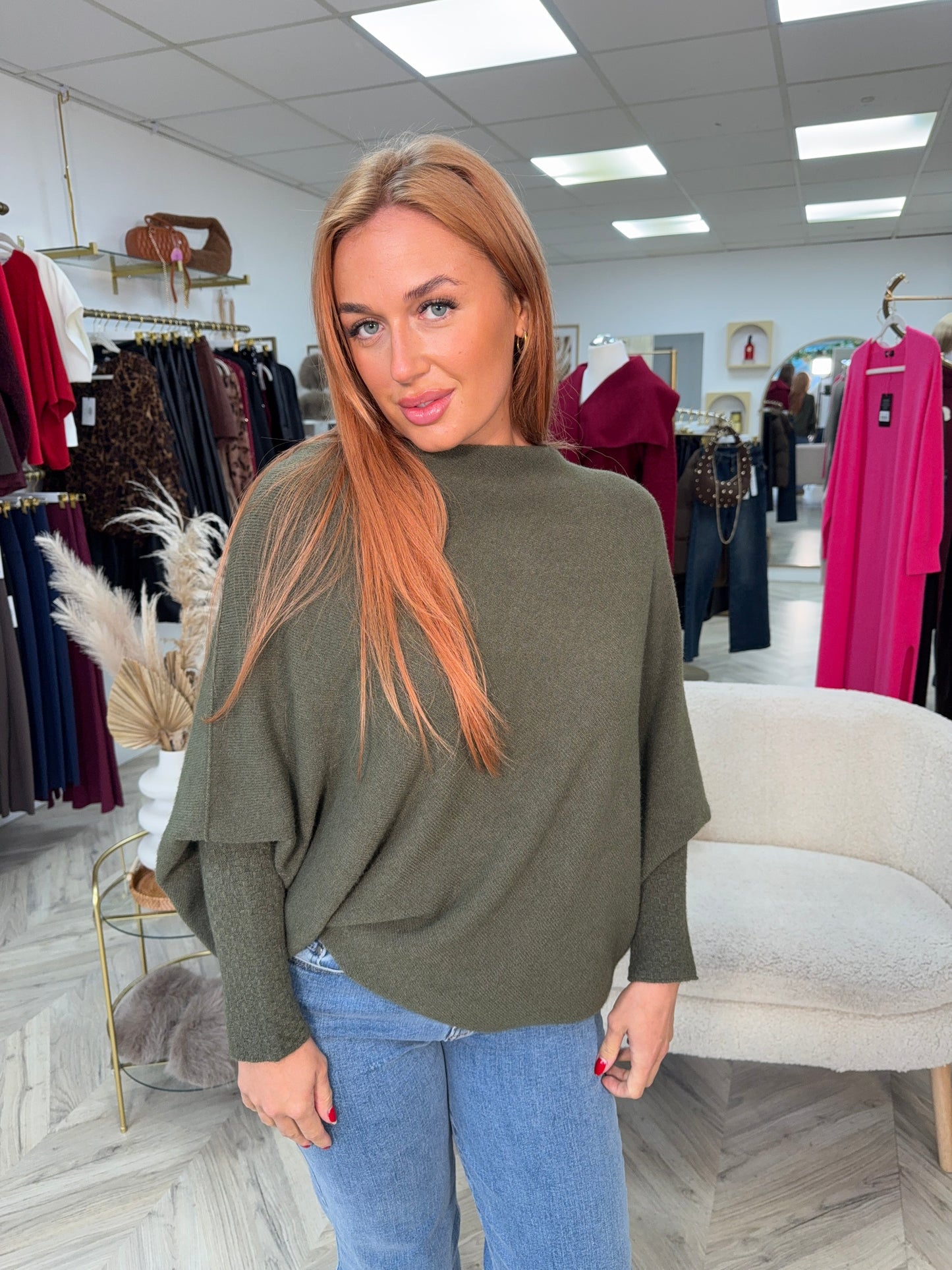 Erika Asymmetric Jumper - KHAKI