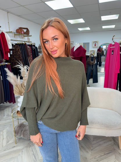 Erika Asymmetric Jumper - KHAKI