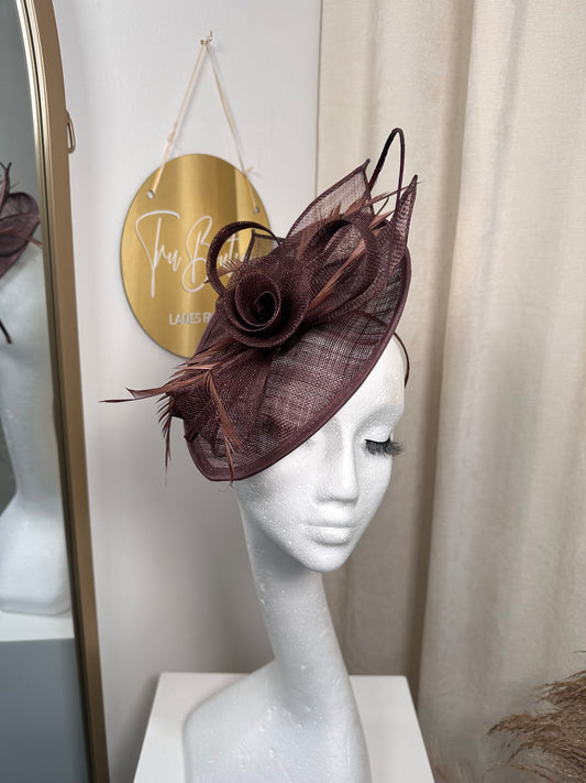 Lottie Flat Disc Fascinator - CHOCOLATE