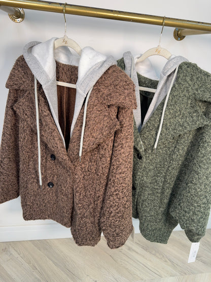 Odessa Jacket with Grey Hooded Insert - Khaki