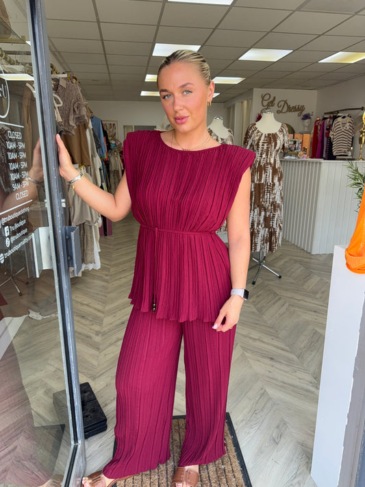 Vivienne Pleated Co-ord - Burgundy