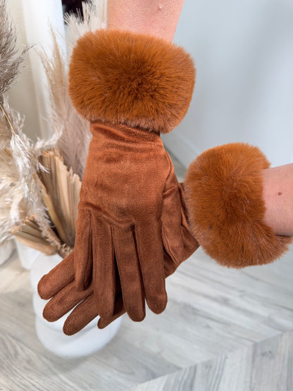 Odette Fur Glove - Tan