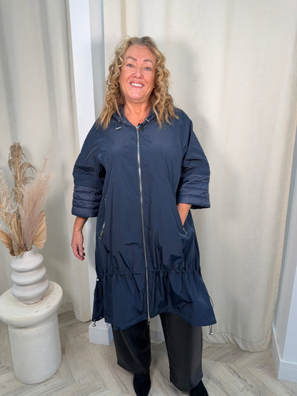 Thora Maxi Rain Coat - Navy
