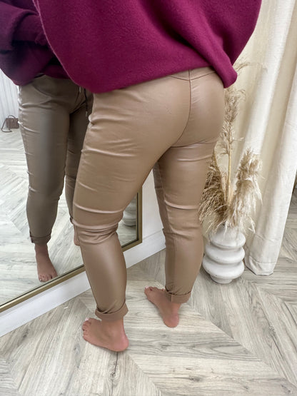 Brown Leather Magic Pants