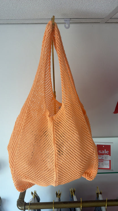 Pastel Orange Crochet Beach Bag